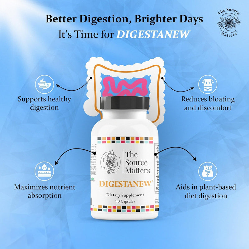DIGESTANEW Digestive Enzyme Supplement | Broad-Spectrum Enzymes, Gentian Root, Artichoke Extract for Gut Health, Nutrient Absorption & Bloating Relief (60 Count)