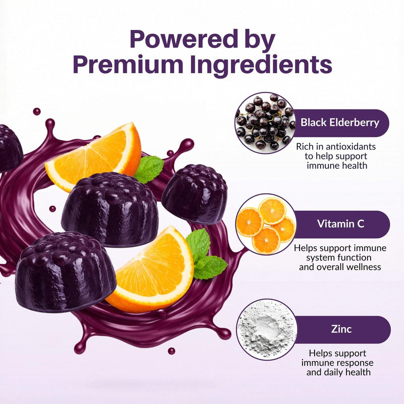 Sambucol Elderberry Gummies - Immune Support Supplement - 90 Count | Advanced Formula For Adults & Kids with Vitamin C & Zinc, Sambucol Elderberry are High in Antioxidants, Gluten Free, Vegan 90 Count (Pack of 1)
