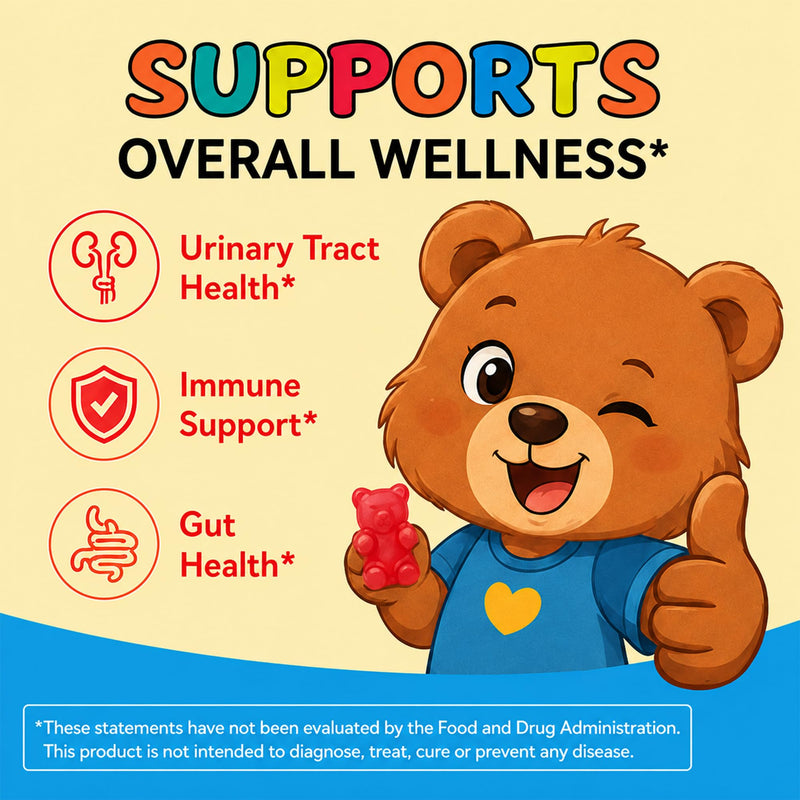 D-Mannose with Cranberry Gummies for Kids, Urinary Tract Health Support | Sugar Free D-Mannose Cranberry Supplement with Inulin, Elderberry, Vitamin C & Zinc for Gut and Daily Wellness Support