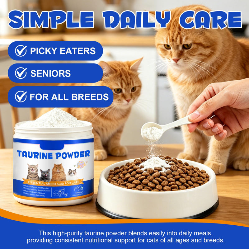 Taurine Powder for Cats 200g | Pure Taurine Amino Acid Supplement for Feline Nutrition | Supports Heart, Vision & Daily Wellness | No Additives, Easy to Mix | for Kittens, Adult & Senior Cats