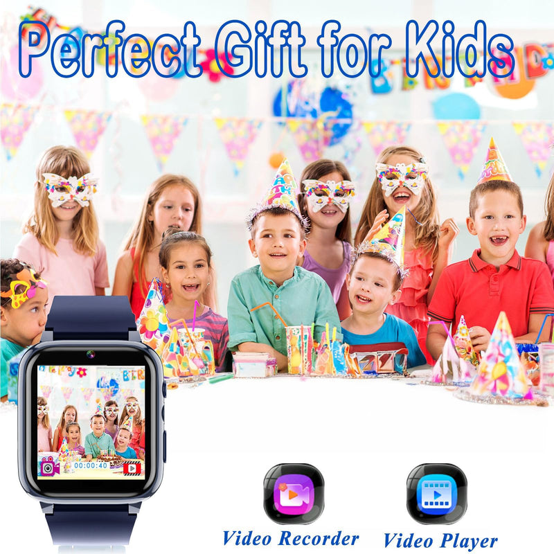 Smart Watch for Kids, Girls Boys Smartwatch with 26 Games Camera Video Recorder and Player, Pedometer Calendar Flashlight, Audio Book etc.,Toys Gifts for 4-12 Years Children (Blue) Casual