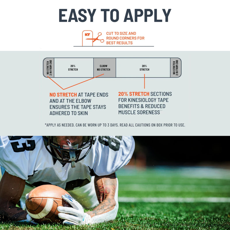 KT Turf Tape – Premium Synthetic Tape 30 ft. Turf Burn Protection, Pain Relief, and Muscle Support – Extra-Wide 4 in. x 30 ft. Roll, Flexible and Long-Lasting Adhesive, Ideal for Football and Athletes Black - BeesActive Australia