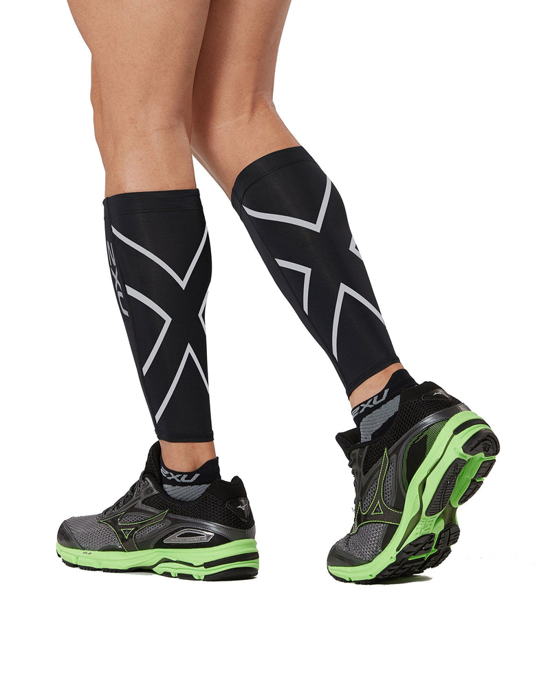 2XU Compression Calf Guards Small Black/Black - BeesActive Australia