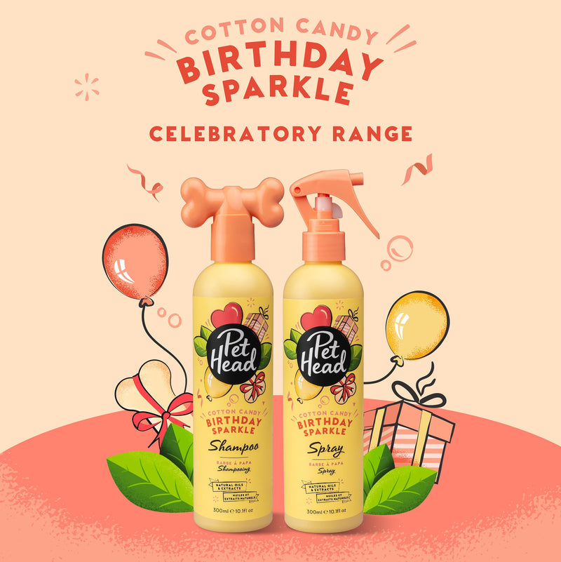 Pet Head Birthday Sparkle Dog Deodorizer Spray | Cotton Candy Scent| Ideal for Dogs with Sensitive Skin | Dog Birthday Present | Vegan | Gentle Formula for Puppies | Made in USA | 10.1 fl. oz. - PawsPlanet Australia