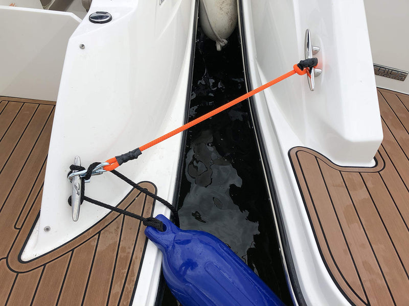 Anchor Shock - Bungee Dock Lines for Boats – Boat Dock Rope & Mooring Lines with Shock Absorber, Heavy Duty Boat Tie Off Ropes (2-Pack) - [2 Feet Stretches to 3.3 Feet] - Made in USA 24" - BeesActive Australia