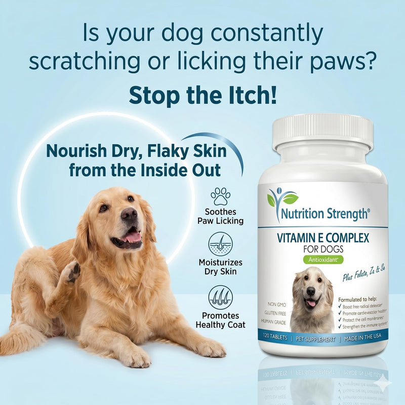 Vitamin E for Dogs, Promote Cardiovascular Health, Support Cell Membranes, Vitamin E Complex to Boost Dog Immune System Plus Zinc, Selenium, Folate, Salmon Oil, 120 Chewable Tablets