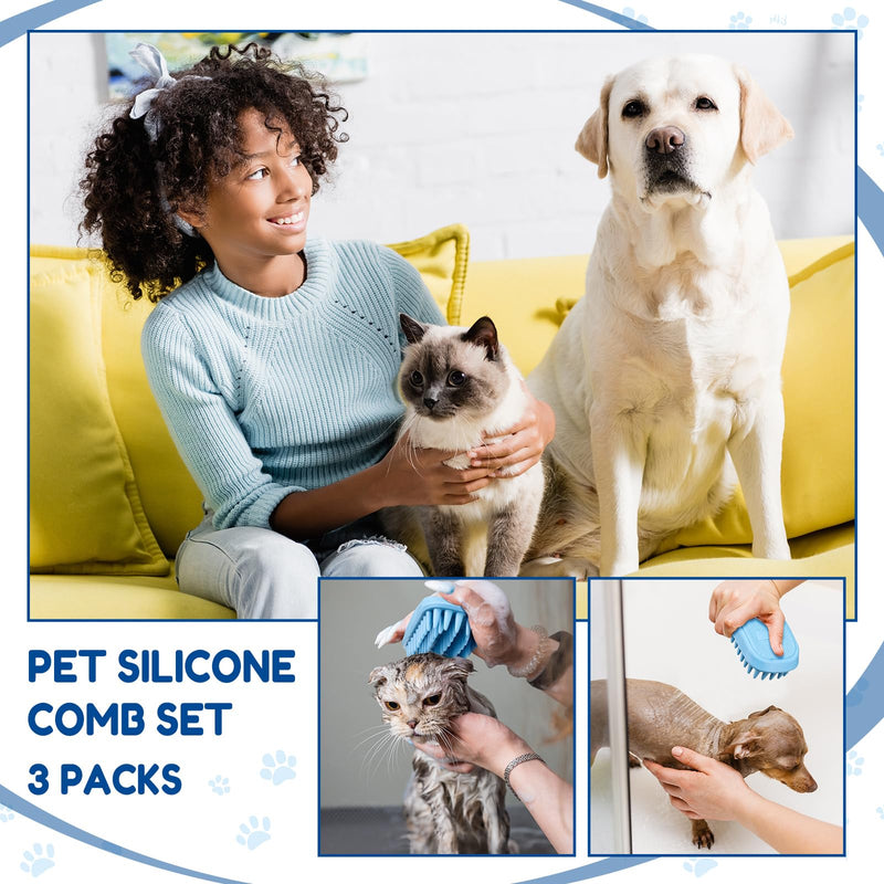 Baderke 3 Pcs Cat Tongue Comb Silicone Cat Comb Dog Brush Kit Cute Cartoon Cat Brushes Soft Self Cleaning Massage Removes Fur Reducing Hairballs for Cats Dogs - BeesActive Australia