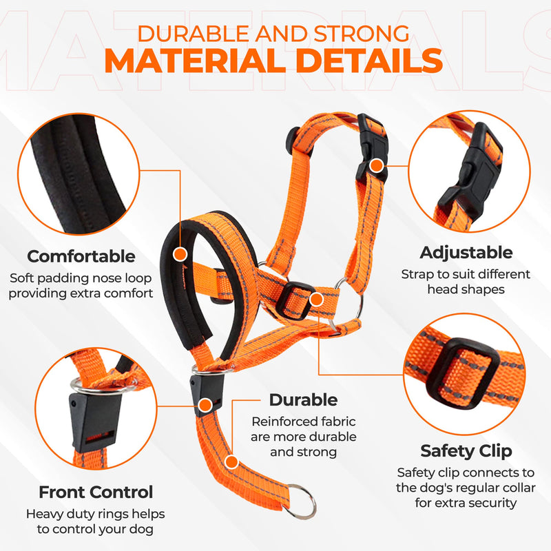 Dog Head Halter with Safety Strap - Headcollar - No-Pull Dog Collar – Perfect for Leash & Harness Training Medium and Large Dog Sizes (Size M (Pack of 1), Red) - BeesActive Australia