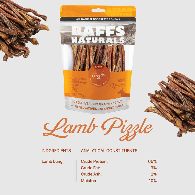 Lamb Pizzle Sticks for Dogs - 100% Natural Chews | Gluten Free Dog Treats for All Ages & Sizes | High Protein Low Fat Lamb Pizzle for Dental Health | Long Lasting Grain Free Training Reward | 8oz