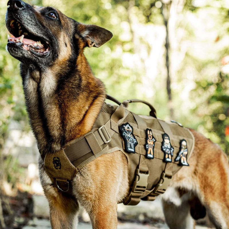 OneTigris No Pull Tactical Dog Harness for Medium Dog, Aire Mesh Dog Vest Harness, Breathable Military Dog Molle Vests with Handles, Service Dog Vest for Walking Hiking Training (M, Brown)