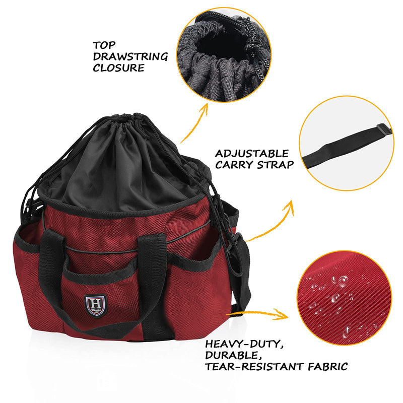 Harrison Howard Premium Multipurpose Durable Horse Grooming Organizer Bag Cleaning Supply Tote Bag-Ruby Red Ruby Red - BeesActive Australia
