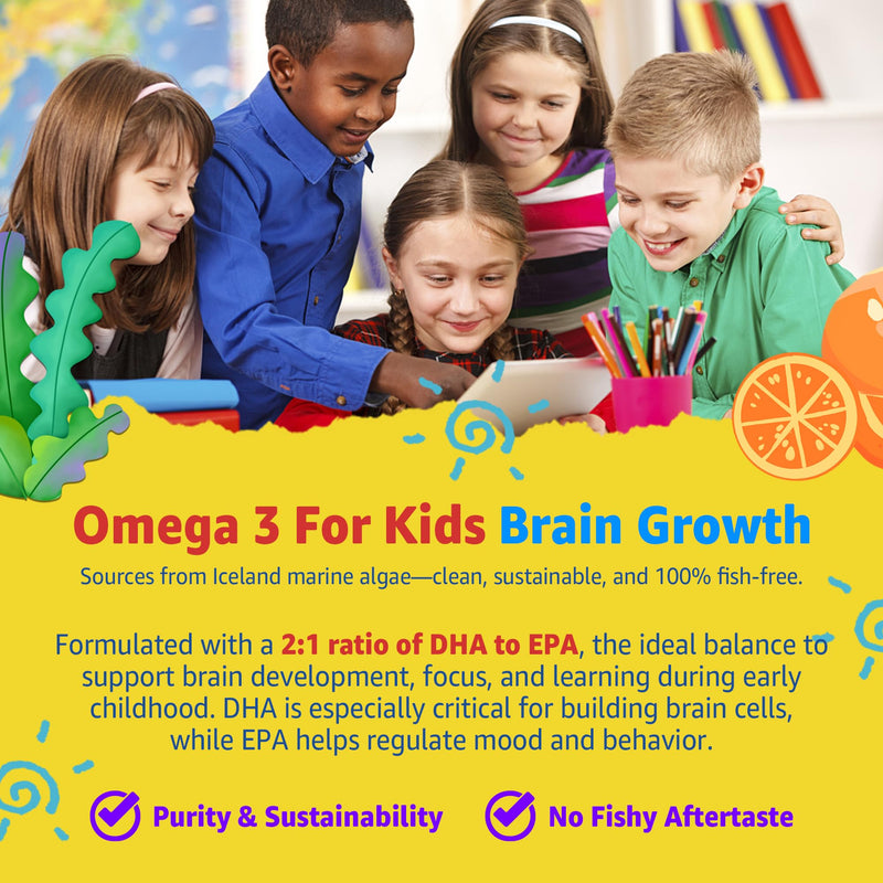 Kids Multivitamin Gummies with Iron, Sugar Free Kids 4+ Methylated Vitamins | Daily Vitamins + Algae Omega 3(DHA & EPA), Probiotics, D3, MethylFolate, B12, B6, Zinc, Biotin, Healthy Growth, Immune, 60 Ct 60 Count (Pack of 1)