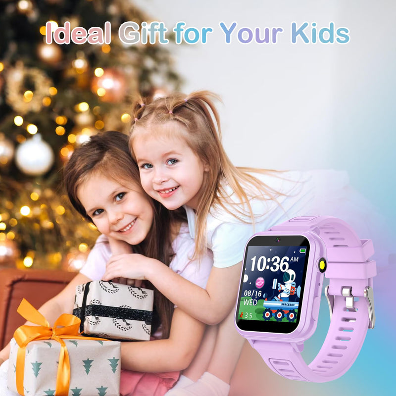 Kids Smart Watch Gift for Girls Age 3-12, 24 Games HD Touch Screen Girls Watch with Camera Video Music Player Pedometer Flashlight 12/24 hr Toys Gifts for 6 7 8 9 10 Year Old Girl Birthday Gift Purple - BeesActive Australia