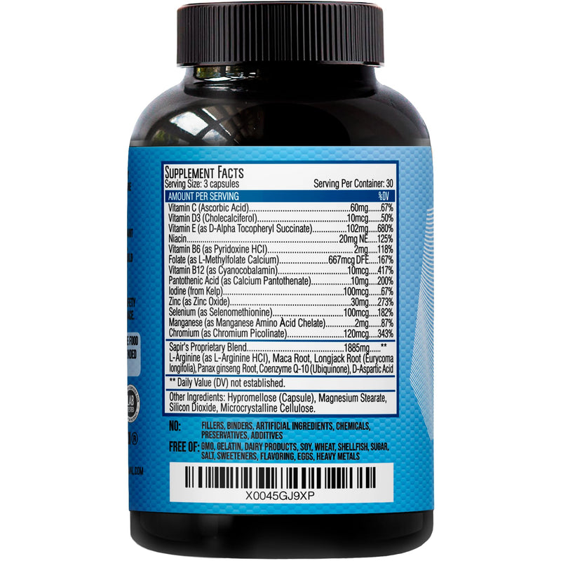 Semen Volume Booster & Male Fertility Supplement - Pre Conception for Him Sperm Health, Count, Motility & Strength with Maca, L-Arginine, Zinc, Folate Acid Prenatal Multivitamins - Erect Pills Unflavored 90 Count (Pack of 1) - BeesActive Australia