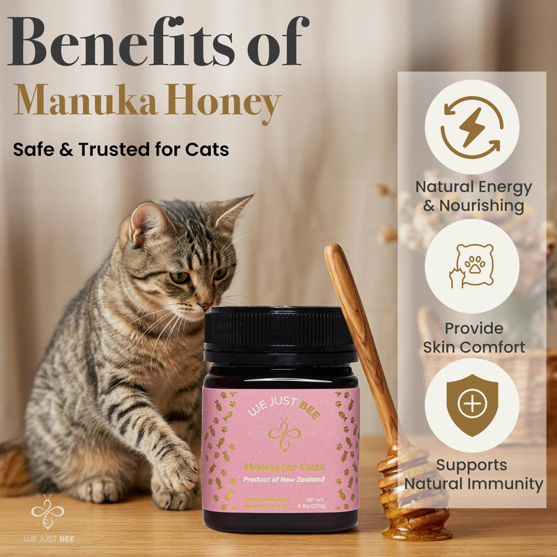 Manuka Honey for Cats MGO 400+ | Feline Wellness Cat Treat – Premium New Zealand Manuka Honey | Medical Grade Support for Cat Wound Care, Skin & Immunity Health – 250g / 8.8oz