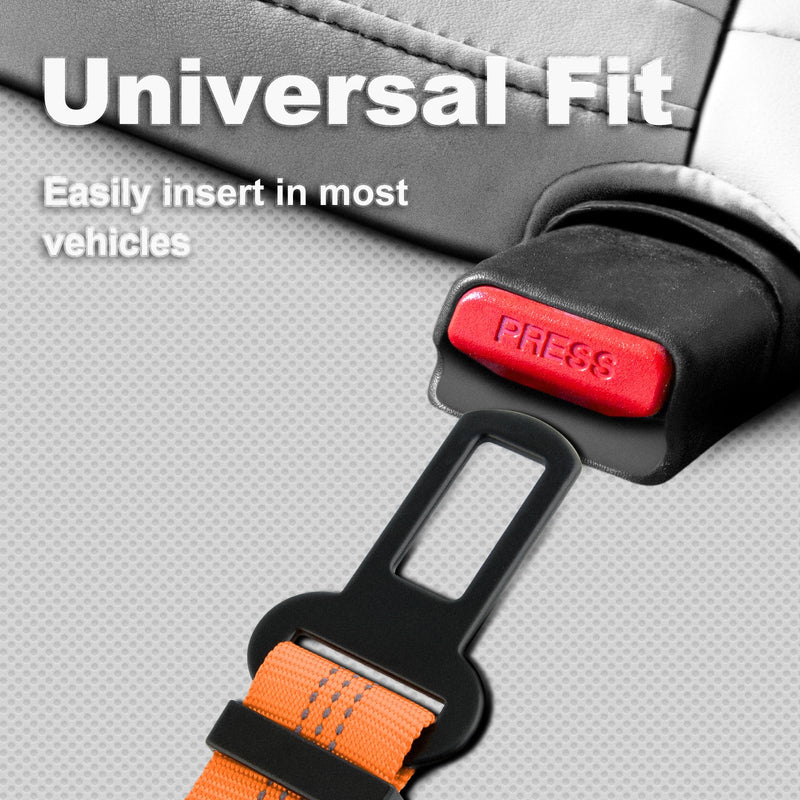 Plutus Pet Dog Seat Belt for Car, Adjustable Dog Car Harness with Carabiner Clip, Reflective Safety Dog Seatbelt Leash with Elastic Bungee, Orange - BeesActive Australia