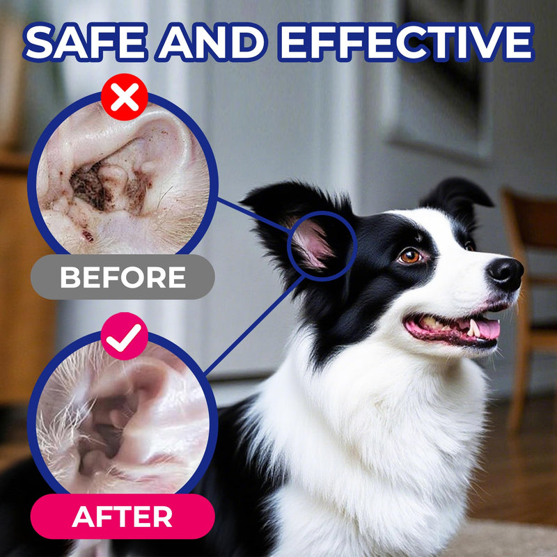 Wellix 120ml Ear Cleaner for Dog & Cat - Ear Infection Treatment without Irritation - Dog Ear Wash for Itch Relief & Soothing Inflammation - Ear Wax, Powder and Odor Removal Drops 120 ml