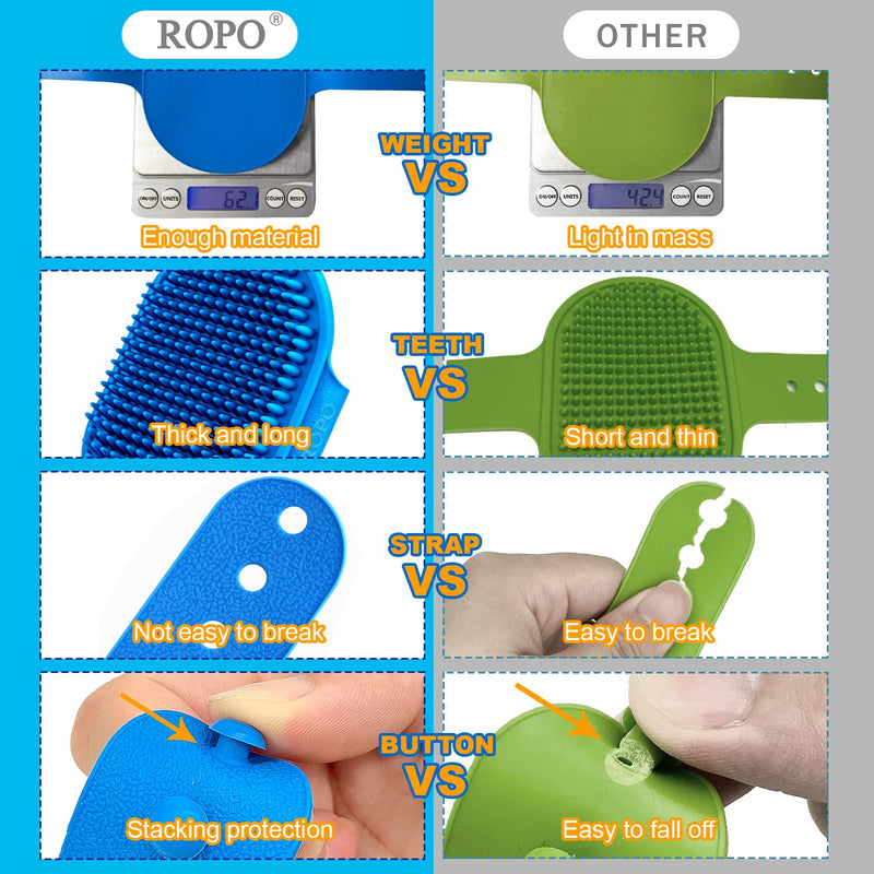 ROPO Dog Grooming Brush, Pet Shampoo Bath Brush Soothing Massage Rubber Comb with Adjustable Ring Handle for Long Short Haired Dogs and Cats 2pcs - BeesActive Australia