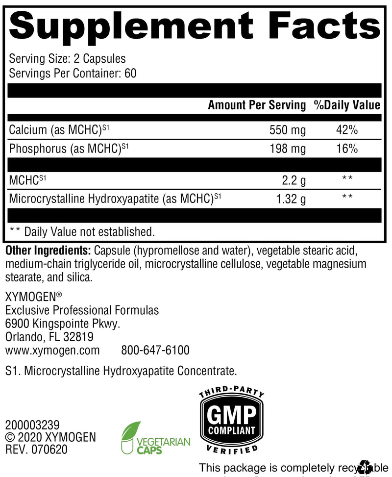 XYMOGEN Ossopan 1100, 120 Capsules | MCHC Bone Matrix Formula, Bone Metabolism and Skeletal Support, Vegetarian, Gluten-Free, and Non-GMO