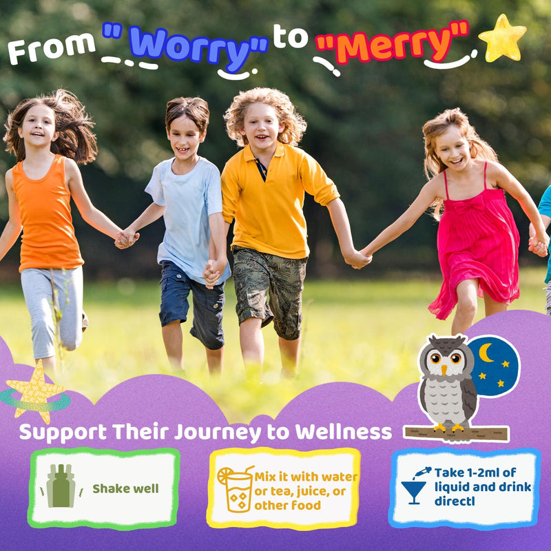 Kids Magnesium Liquid Drops with L-Theanine for Calm & Sleep, Sugar-Free | Vegan Supplement with Vitamin D3 & B6 for Focus, Relaxation & Healthy Sleep, Natural Cranberry Flavor