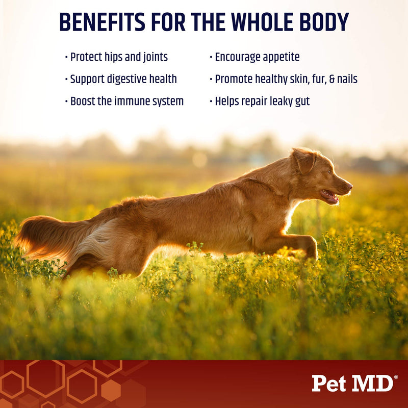 Pet MD Bone Broth for Dogs - Dog Food Toppers with Vitamins, Amino Acids, Natural Joint and Digestion Support - Made from Grade A Free Range Elk Bone Powder - 4 oz - PawsPlanet Australia