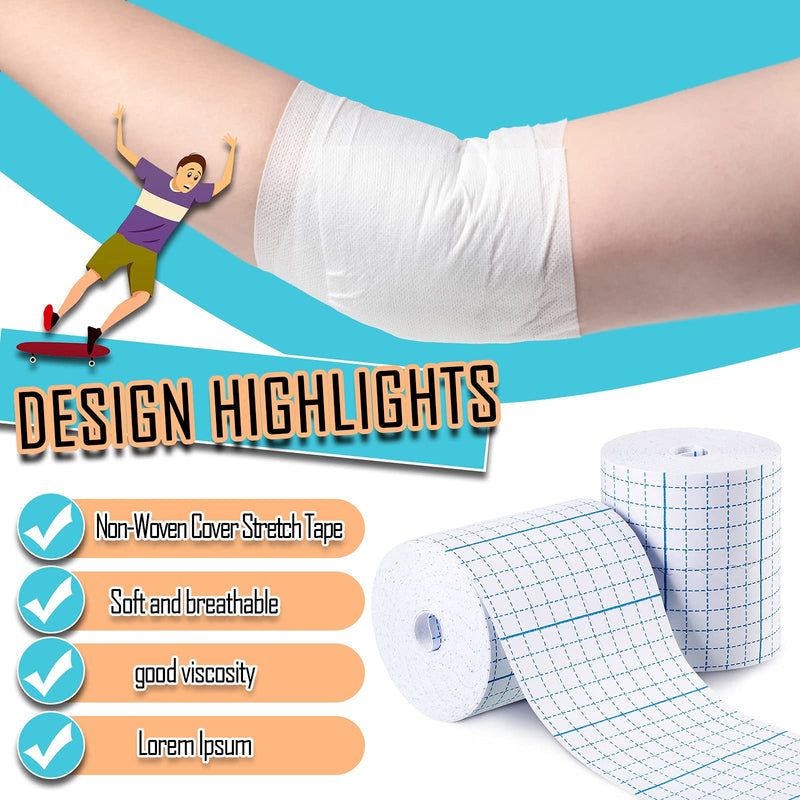 Nuanchu 2 Rolls Non-Woven Stretch Tape Breathable Bandage Tape Cohesive Wrap Roll Film (White,4 Inch X 10.94 Yard) White 4x393.8 Inch (Pack of 2) - BeesActive Australia