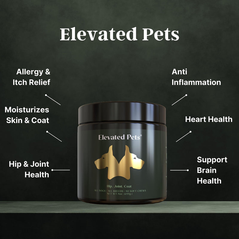 Ultra-Healthy Omega 3 Fish Oil Treats w/MSM, Glucosamine, Chondroitin, EPA/DHA for Dogs: Elevated Pets Fish Oil, Turmeric & Joint Supplement + Allergy Chews - Ultimate Dog Vitamin Supplement - PawsPlanet Australia