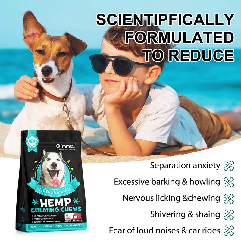 Calming Chews for Dogs with Anxiety and Stress - 60 Soft Dog Calming Treats - Storms, Barking, Separation - Valerian Root - Melatonin, Dog Anxiety Relief (Peking Duck) Peking Duck
