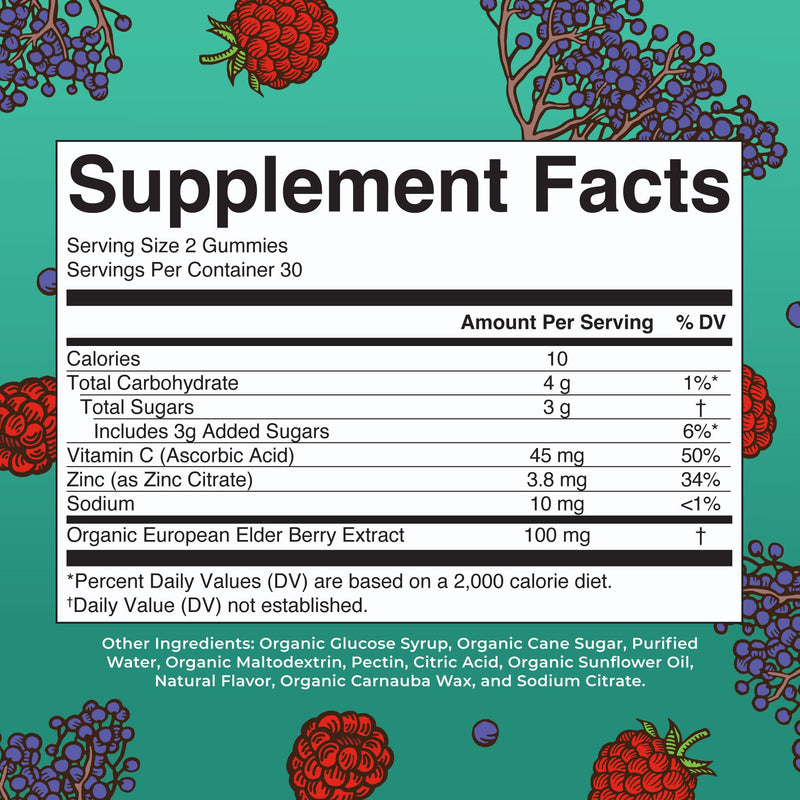 MARYRUTH'S Organic Kids Immune Support Gummies with Elderberry, 60 Count | USDA Organic, Vitamin C, Zinc, and Elderberry, Ages 4+, Vegan, Non-GMO, Gluten Free, 60 Count