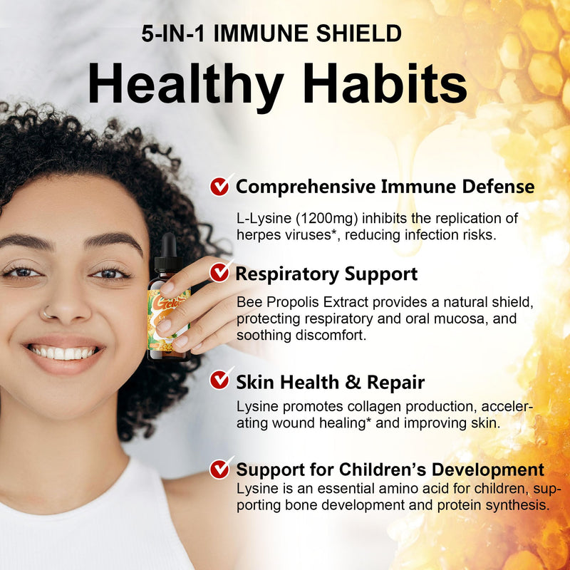 Kids Lysine Drops for Growth & Immune Support, Liquid L Lysine Supplement for Children & Adults, Supports Healthy Development, Tissue Repair, Skin Wellness & Daily Nutrition, Easy Absorption,60 mL