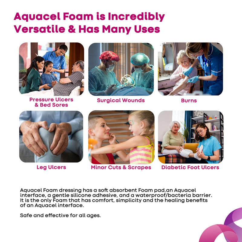 AQUACEL Foam 8"x7" Sacral Wound Dressing, Adhesive, 5 Ct 8" x 7" (5 Count)