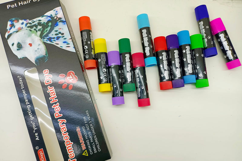 Dog Hair Dye Temporary Pet hair dye Pigment 12 Colour Pet Fur Markers Pen Washable Pet Safe Hair Dye for Dog, Horse, Cats, Cattle and All Pets - BeesActive Australia