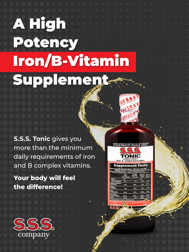 S.S.S. Tonic Liquid Iron & Vitamin B Supplement with B1, B2 & B3, 10 Fl Oz | High-potency, easy-to-take formula for daily energy support; made in USA 10 Fl Oz (Pack of 1)
