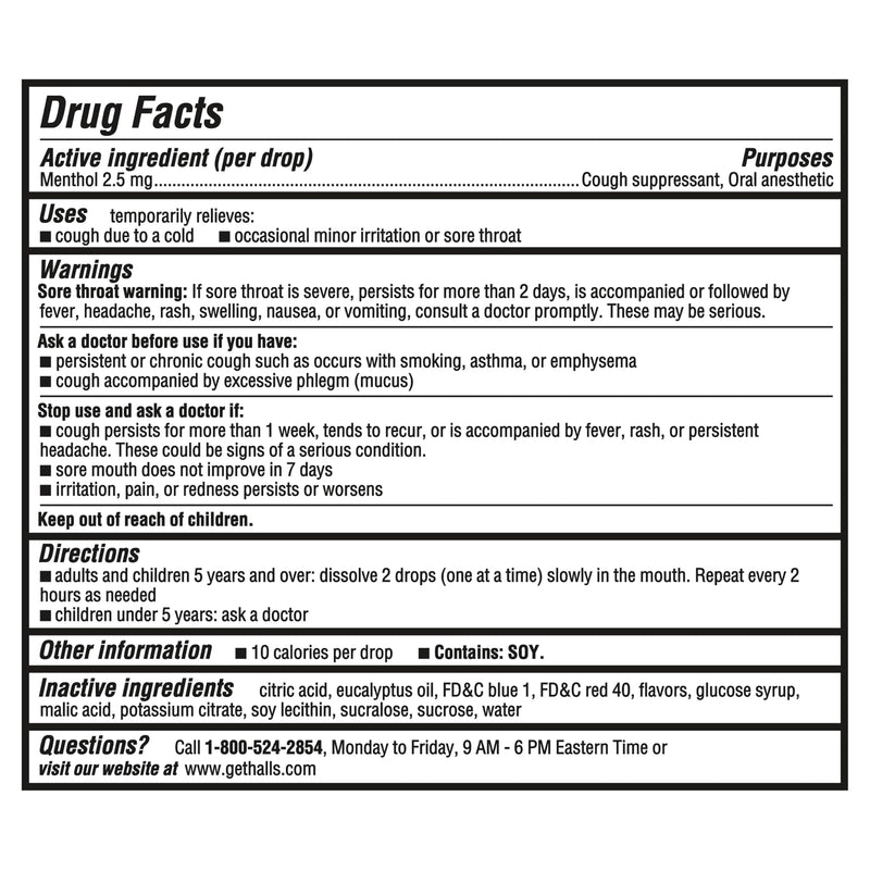 Halls Throat Soothing Blueberry Cough Drops, Economy Pack, 80 Drops