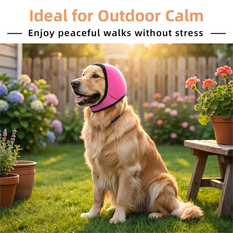 Dog Ear Muffs Noise Protection, No-Shake Ear Wrap for Hematoma Care, Bathing, Drying, Swimming & Noise Anxiety Relief (Rose Red, Small) Rose Red