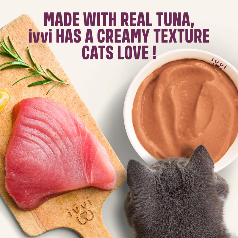ivvi Relax for Cats – Calming Cream with Tryptophan, Casein, Magnesium & B Vitamins – Natural Stress Support – 30 x 0.53 oz Sachets – with Real Tuna