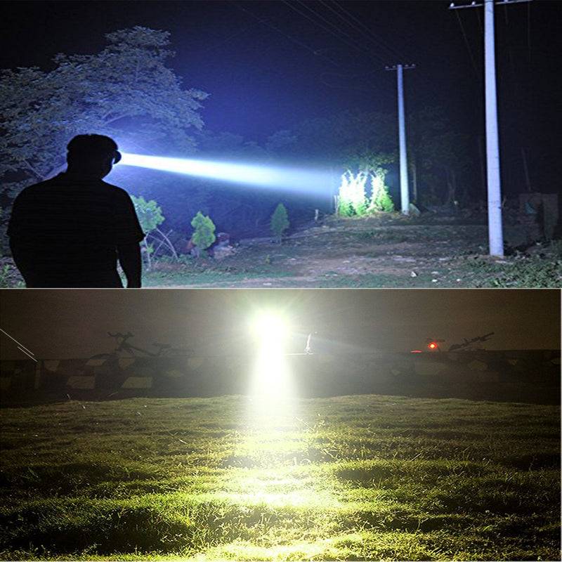 Super Bright Headlamp Rechargeable LED Spotlight with Battery Powered Headlight for Garden Outdoor Camping Fishing (Large)