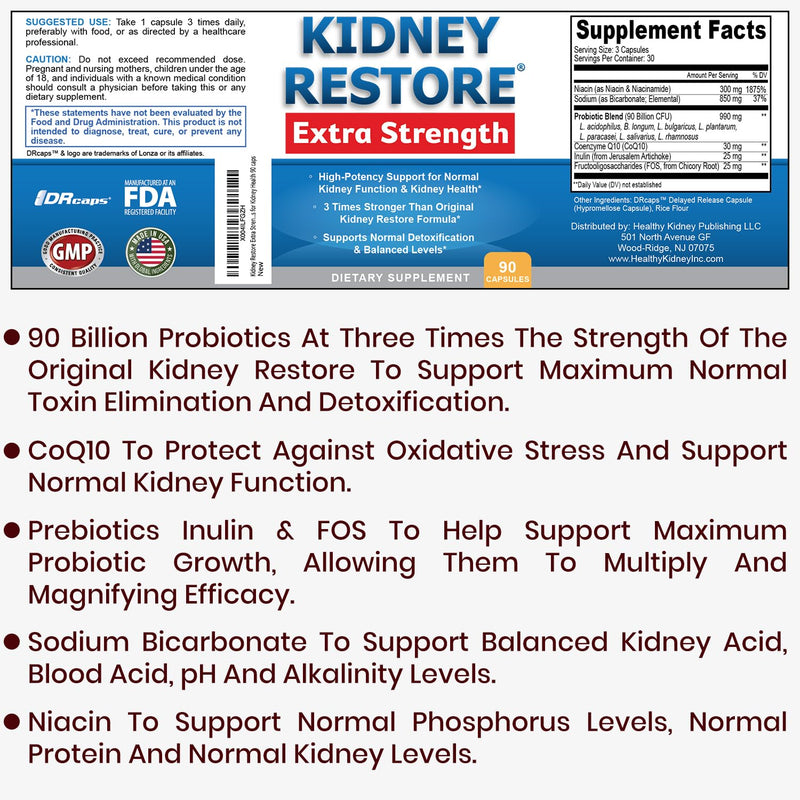 Kidney Cleanse Detox & Repair - Created by Kidney Health Expert Living w/Transplant - US Made Kidneys Support Supplement for Detox, Flush Renal Vitamins & Renal Restoration 90 Capsules 90 Count (Pack of 1)