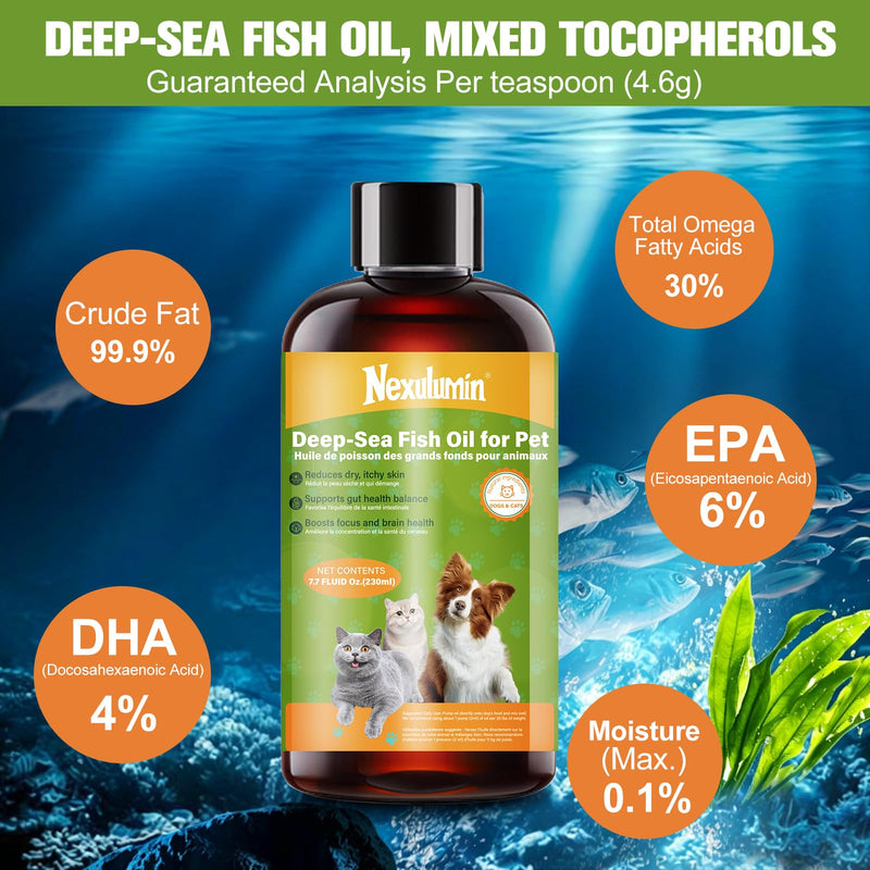 Salmon Oil for Dogs and Cats - Natural Omega-3 - Skin and Coat Care - Liquid Pet Food Supplement - Provides Fatty Acids for Joint Function - (230ml/1 Bottle) 2