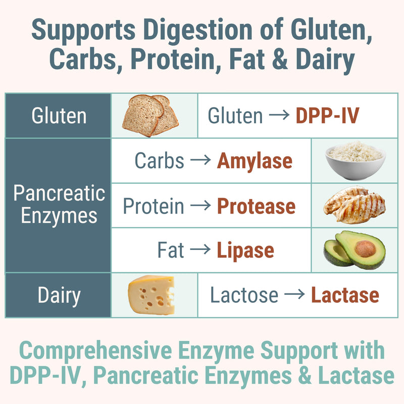 Gluten & Lactase Digestive Enzyme Gummies – Lactase Pancreatic Enzymes with DPP‑IV Lipase Gluco‑Amylase Lactase, Drops Chewables Capsules Pills Powder Supplement Alt, Pancreatic Support, for Kids