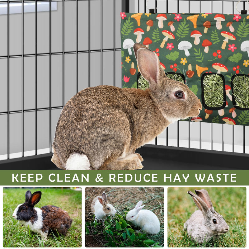 Rabbit Hay Feeder Bag with 4 Holes Mushroom Guinea Pig Hanging Hay Feeding Bag Storage Dispenser for Chinchilla Hamster Bunny Small Animal Pet - BeesActive Australia