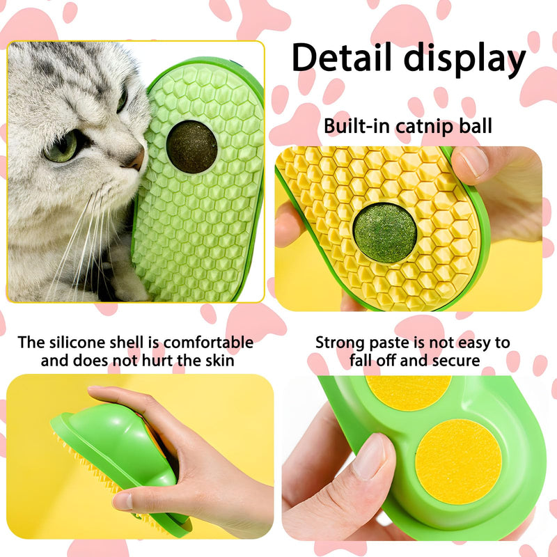 2024 New Cat Wall Scratcher with Catnip Funny Magic Cat Self Groomer Brush Kitten Shedding Massager (Yellow) Yellow - BeesActive Australia