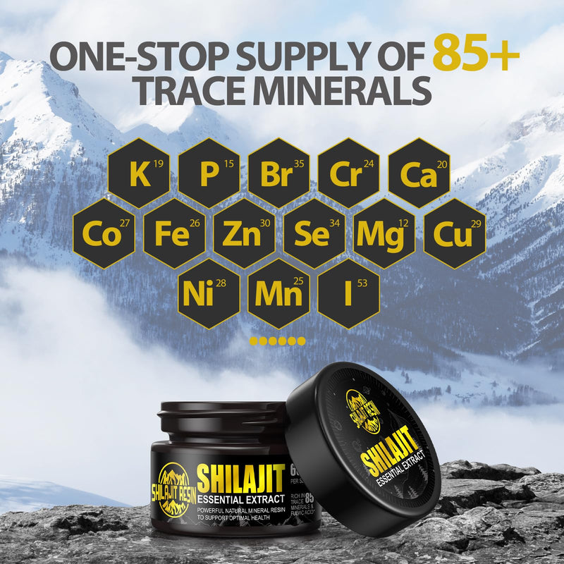 Shilajit Pure Himalayan Organic Shilajit Resin - Gold Grade 100% Shilajit with 85+ Trace Minerals & Fulvic Acid for Focus & Energy, Immunity, 50 Grams - BeesActive Australia