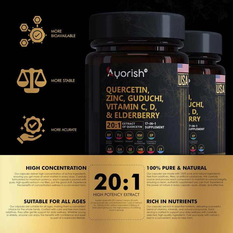 Quercetin Zinc Vitamin C Vitamin D Bromelain Elderberry - Supplement Adults with Artemisinin, Sea Moss, Echinacea, 120 Count