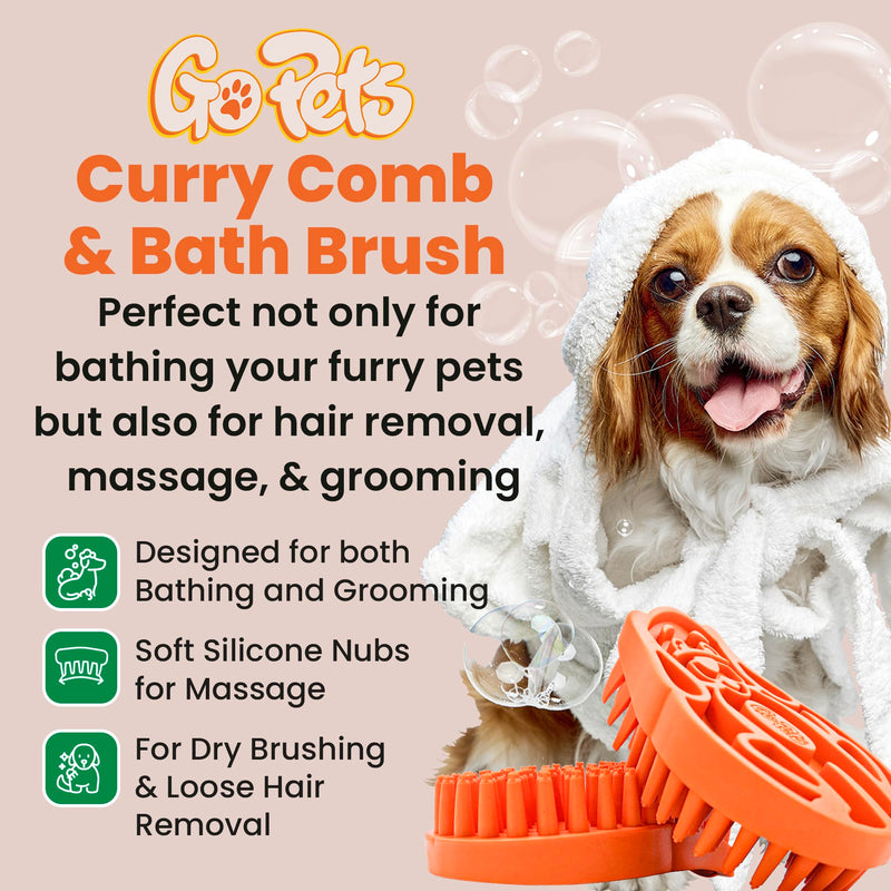 GoPets Curry Comb Bath Brush for Cleaning & Grooming, Silicone Shampoo Scrubber for Shedding & Massage, Pet Bath Supplies for Long & Short Hair Dogs & Cats - BeesActive Australia
