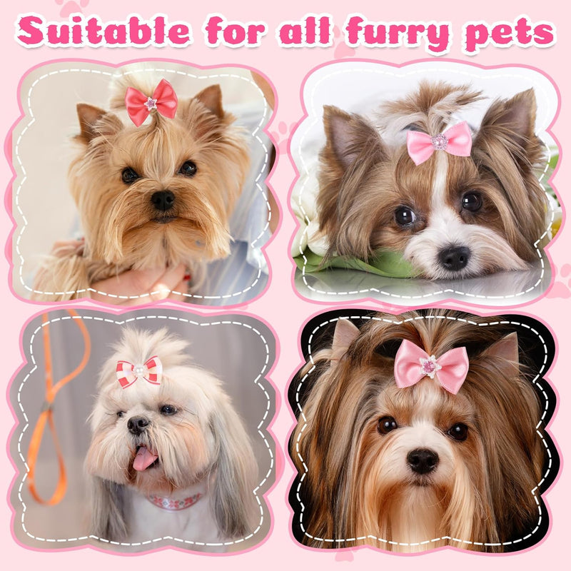 20pcs Dog Hair Bows with Rubber Bands, Handmade Puppy Hair Bows Cute Dog Bow Hair Tie Elastic Pet Puppy Hair Clip Multiple Style Dog Hair Accessories for Yorkie Puppy Pomeranian Dogs - BeesActive Australia