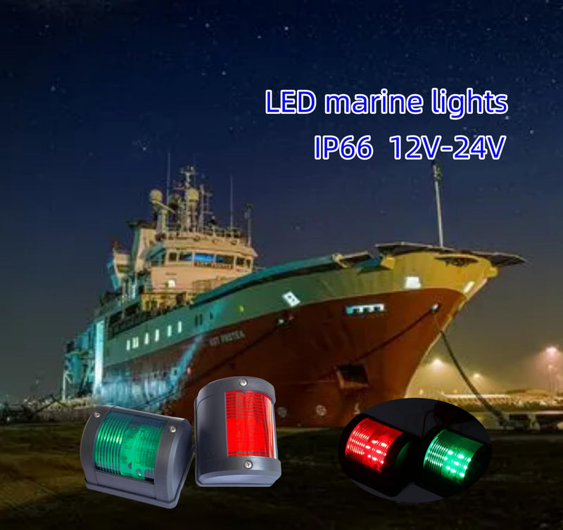Boat 12V/24V Navigation Signal Light, IP66 Waterproof LED Indicator Red & Green (Pair) for Marine Yacht Accessories (Red+Green) Red+Green