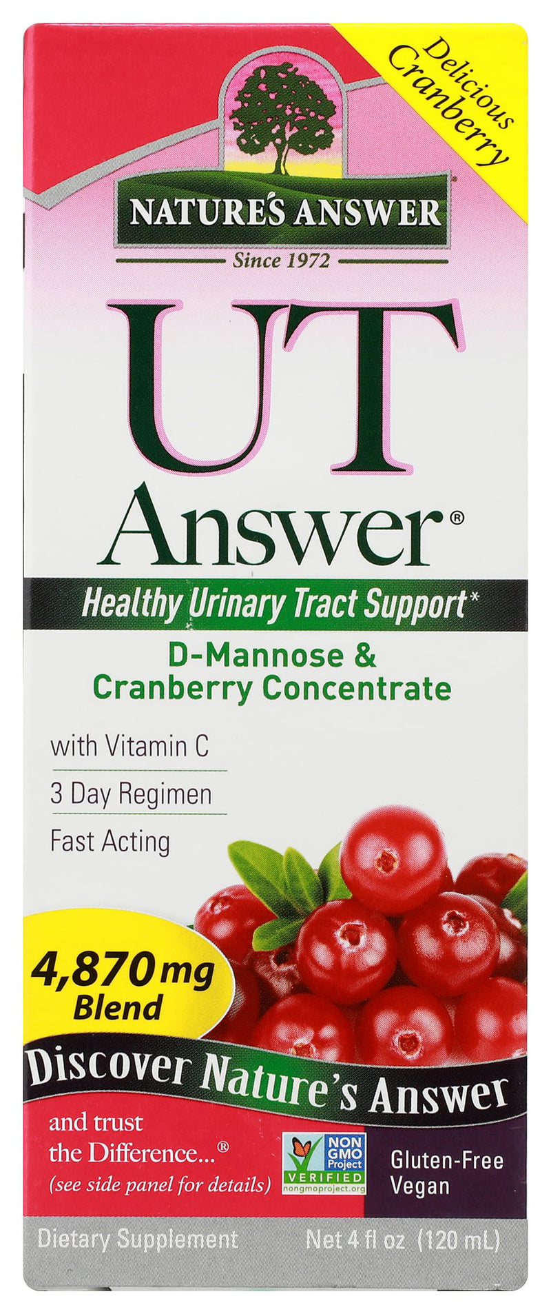 Nature's Answer UT Answer | Urinary Tract System Support | Cranberry Flavor Dietary Supplement | Alcohol-Free, Gluten-Free, Not Tested on Animals & Vegan 4oz - BeesActive Australia