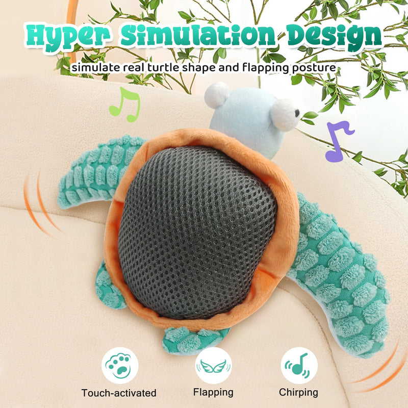 Cat Toys, Flapping Fins Cute Turtle, Vibrating Cat Kicking Toy, Fluffy Plush Animal Toy for Small Dogs, Kitten Catnip Toy, Interactive Cat Toys for Kitty Exercise, Rechargable - BeesActive Australia