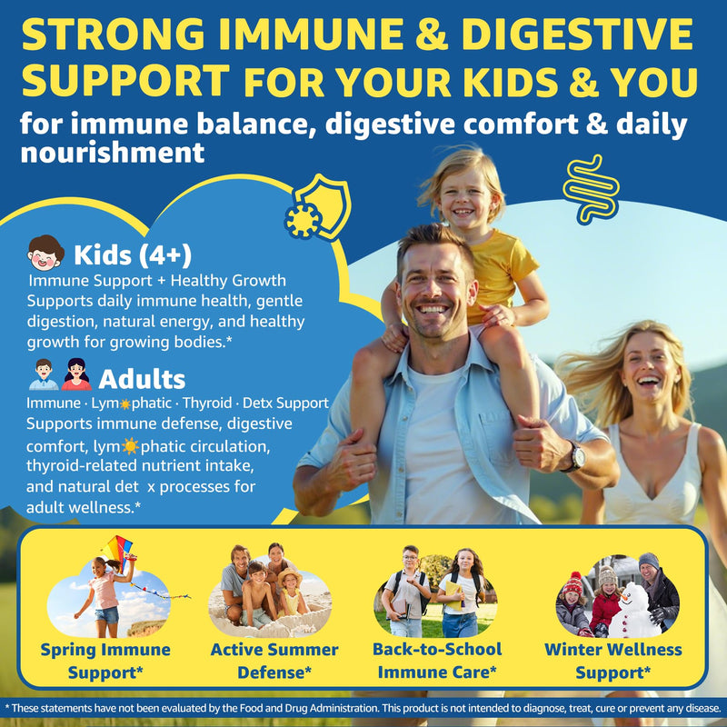 2pack Sea Moss Gummies for Kids & Adults, 19-IN-1 Super Food with Elderberry, Spirulina, Algae Omega 3, Algae Calcium, Ashwagandha, Mushroom, Vitamins D3, C for Immune, Gut, Bone, Energy, Brain, Vegan 60 Count (Pack of 2)